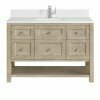 James Martin Vanities 48'' Single Vanity, Whitewashed Oak w/ Single Hole 3CM White Zeus Quartz Top & Backsplash 330-V48-WWO-1WZ